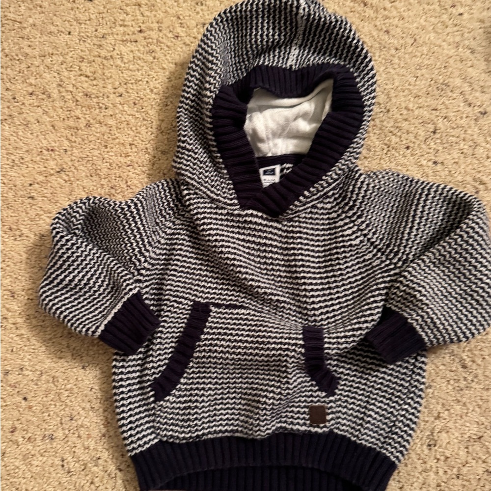 Janie and Jack Cozy Black and White Knit Hoodie